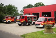 Local fire brigade Georgsdorf 3 fire engines in front of the fire stationa in Georgsdorf