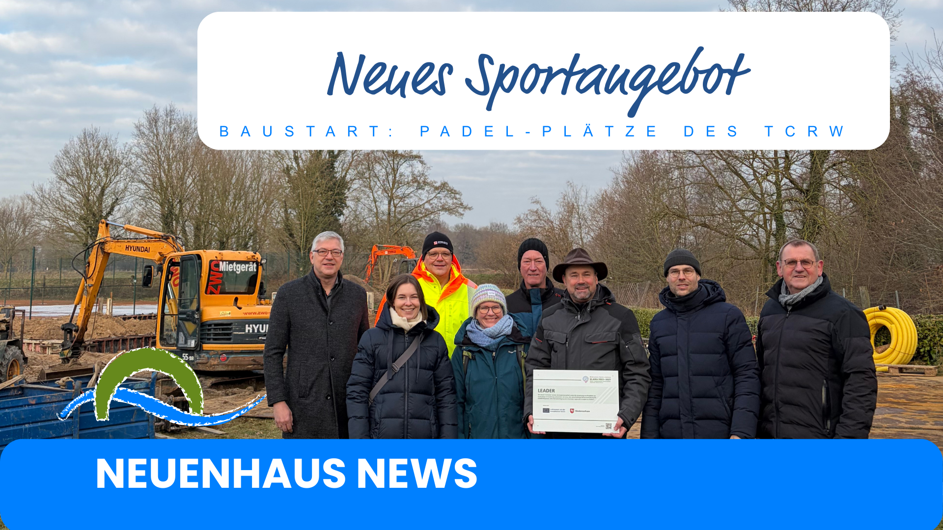 Group photo at the start of construction of the TC RW Neuenhaus padel courts