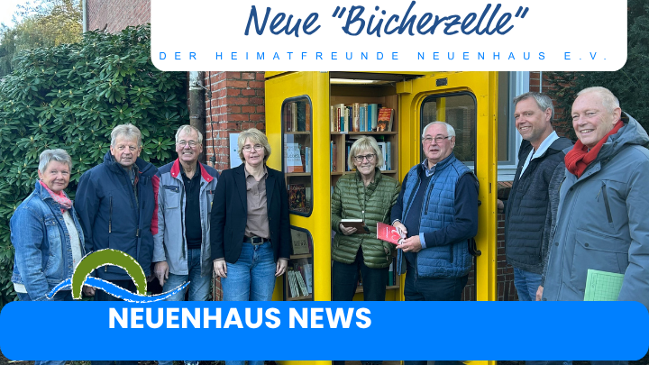 Bücherzelle Heimatfreunde Neuenhaus Mitwirkende vor der Bücherzelle